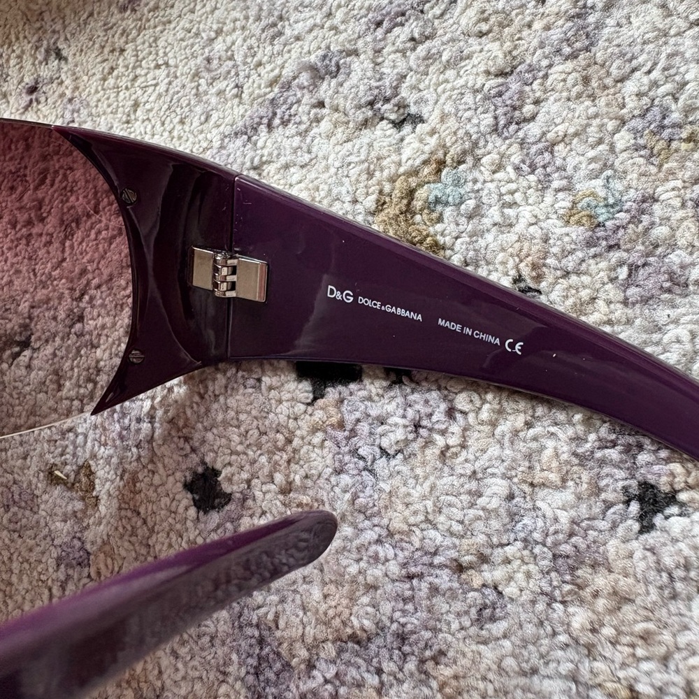 Y2K Dolce & Gabbana Shield Purple Rhinestone Sunglasses, D&G 8037B - Picture 3 of 15
